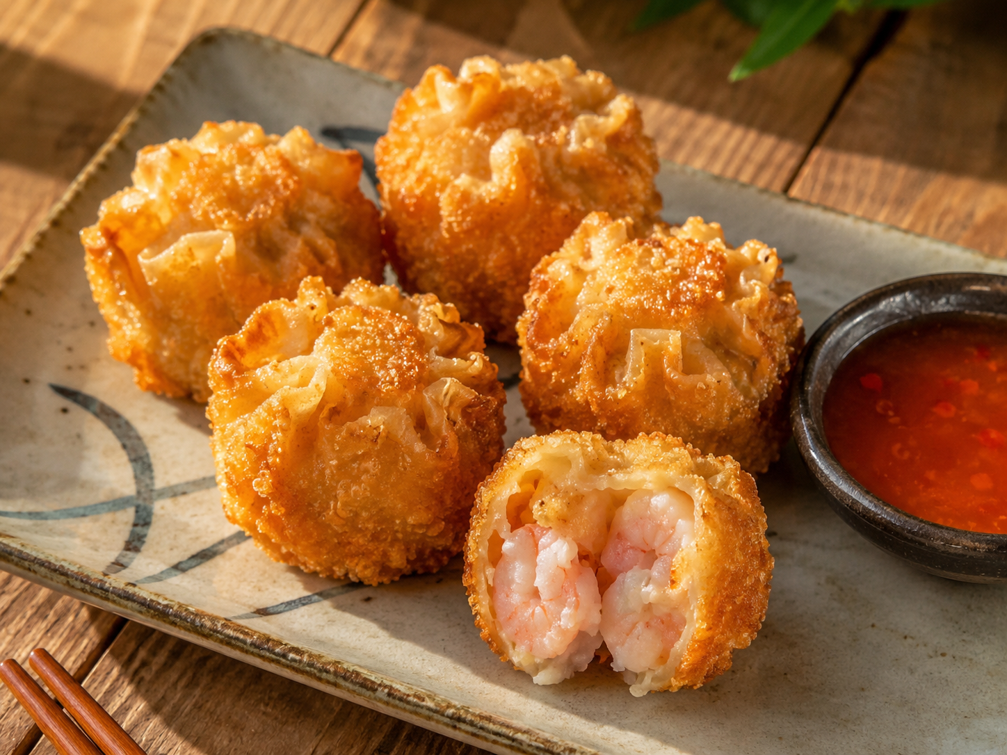 Fried shrimp shumai dumplings